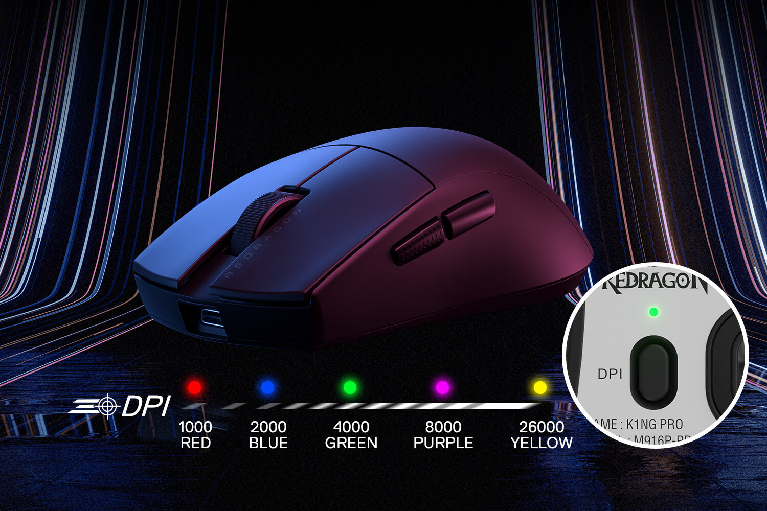 MOUSE REDRAGON M916-PRO-1K KING PRO BLACK
